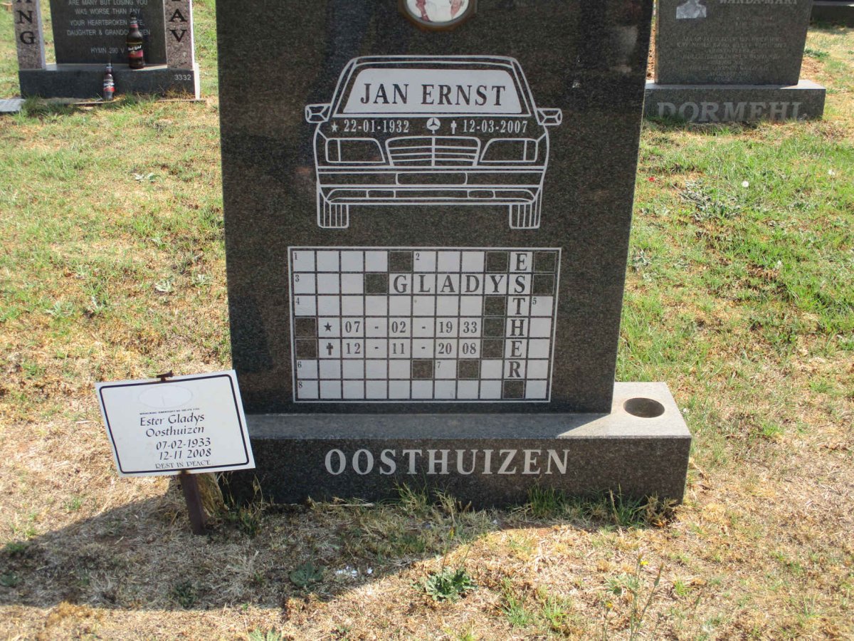 OOSTHUIZEN Jan Ernst 1932-2007 &amp; Esther Gladys 1933-2008