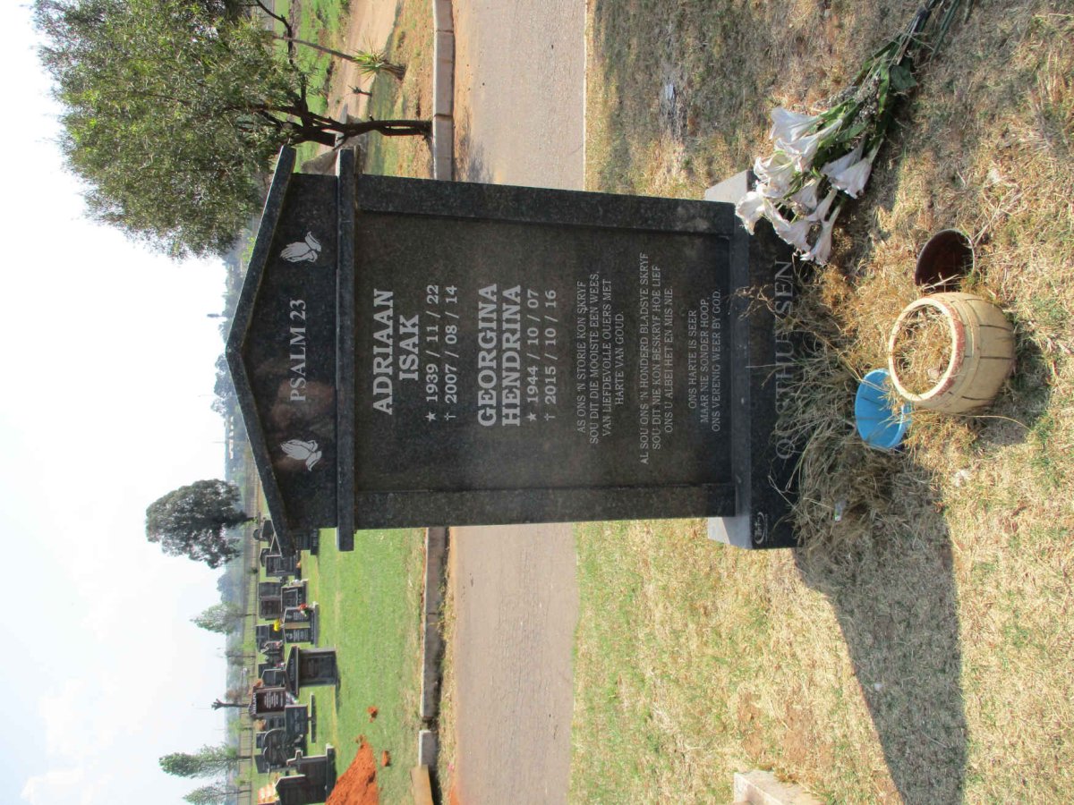 OOSTHUYSEN Adriaan Isak 1939-2007 &amp; Georgina Hendrina 1944-2015