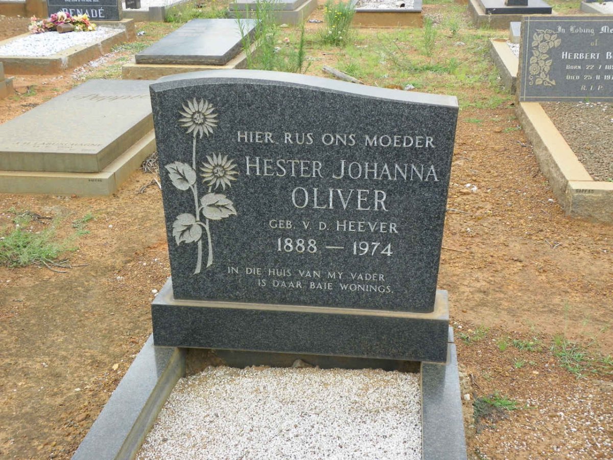 OLIVER Hester Johanna nee V.D. HEEVER 1888-1974