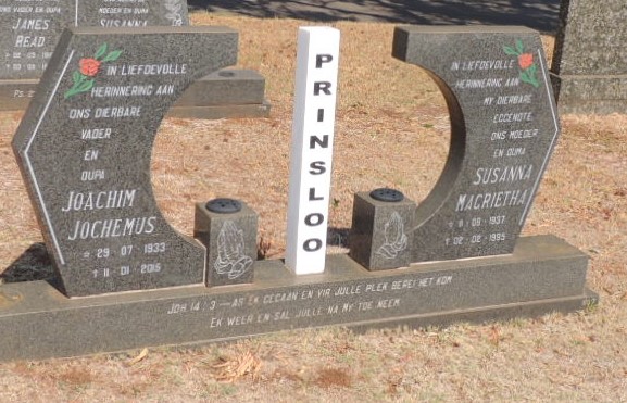 PRINSLOO Joachim Jochemus 1933-2015 &amp; Susanna Magrietha 1937-1995