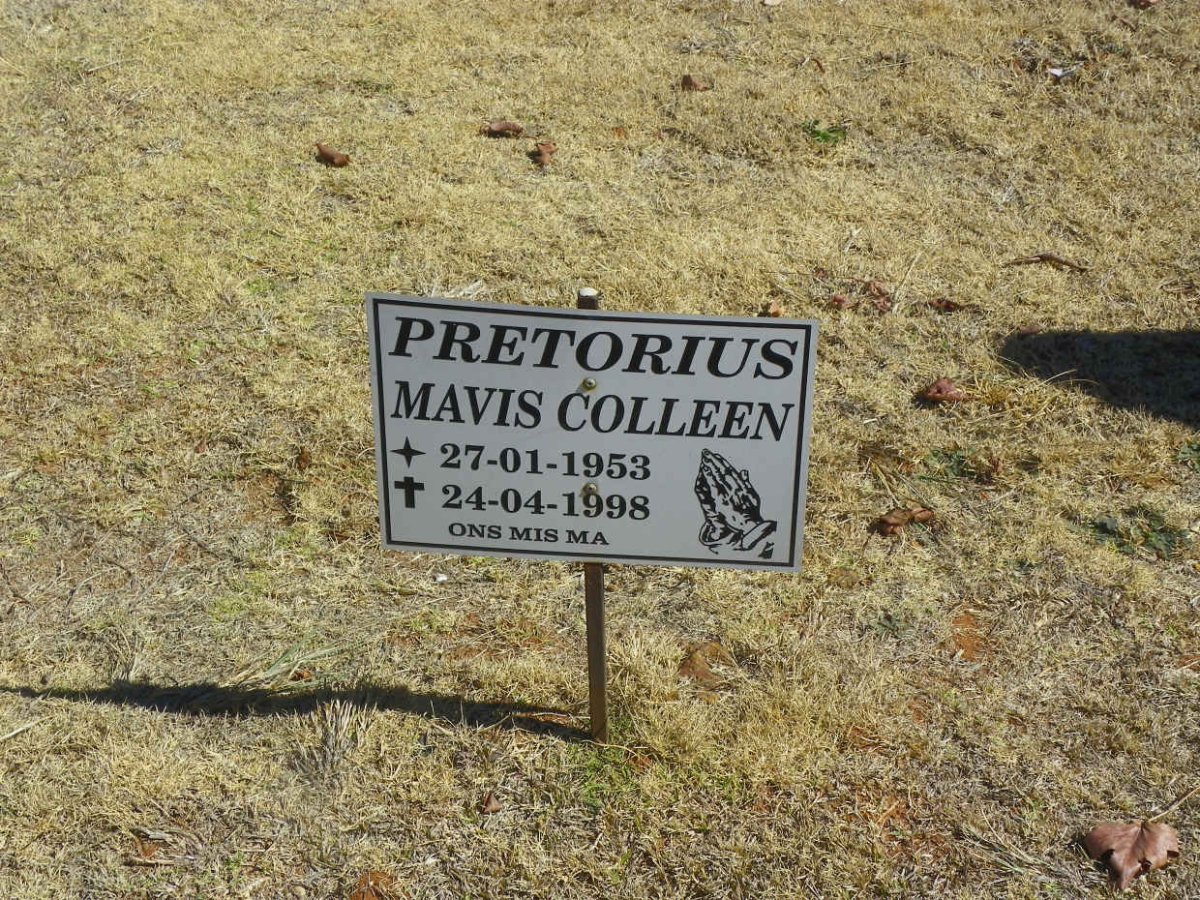 PRETORIUS Mavis Colleen 1953-1998