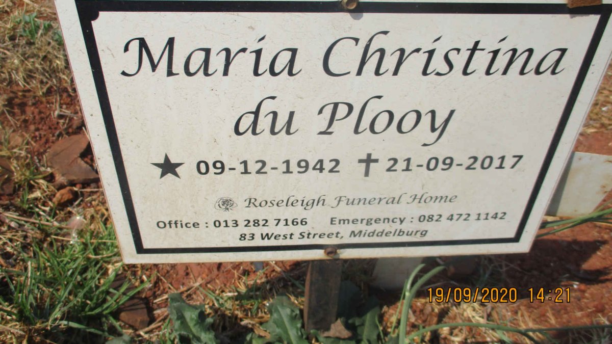 PLOOY Maria Christina, du 1942-2017