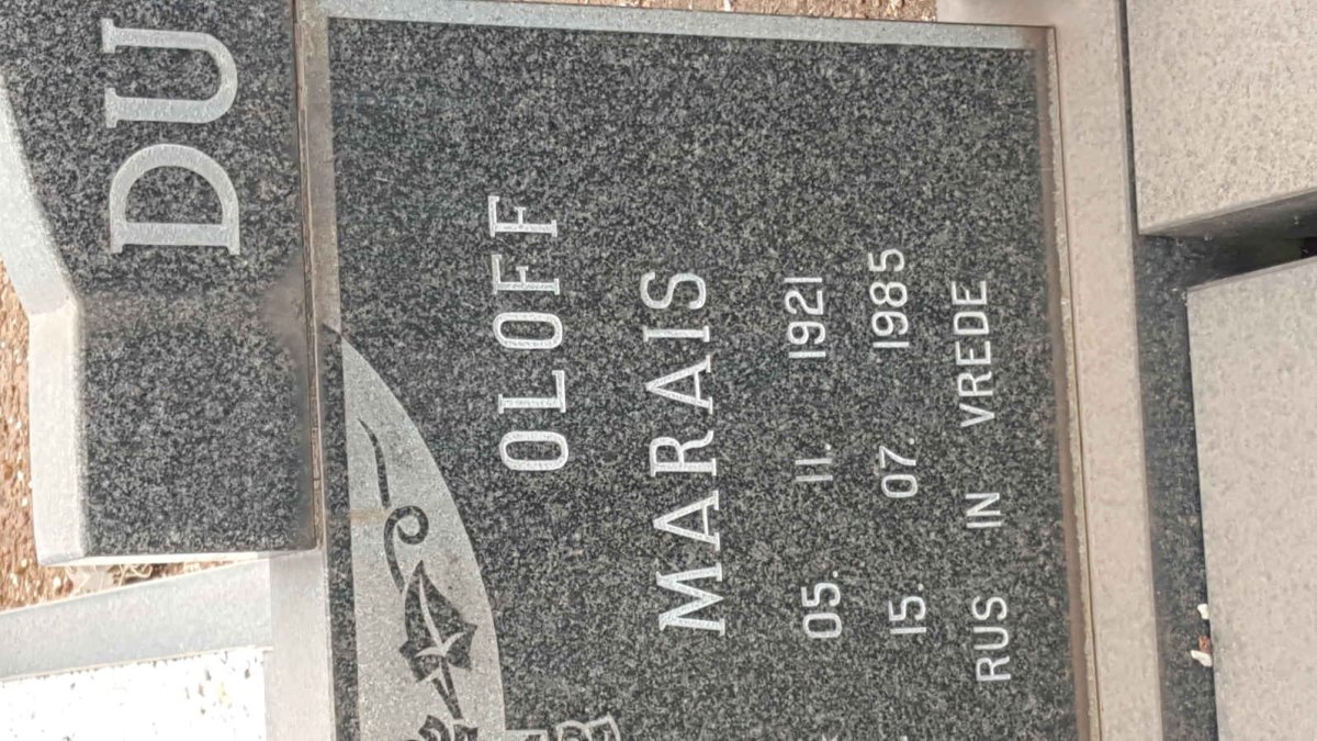 PLESSIS Oloff Marais, du 1921–1985 & Marie nee MARITZ 1921–1981 #2