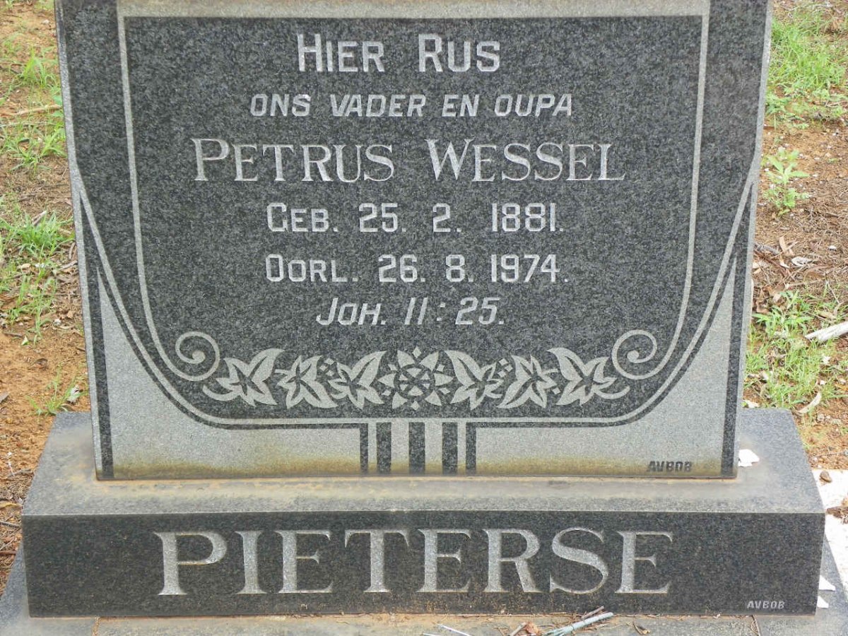 PIETERSE Petrus Wessel 1881-1974