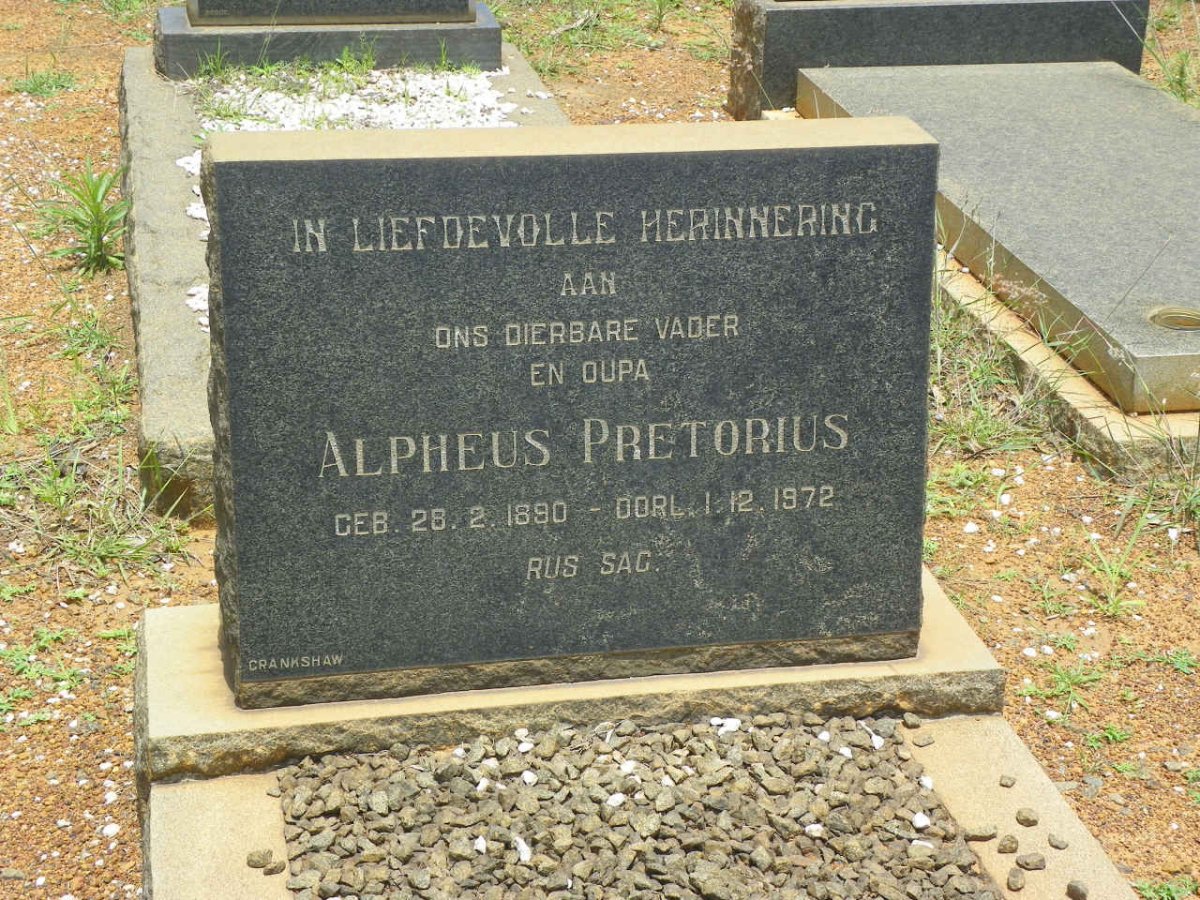 PRETORIUS Alpheus 1890-1972