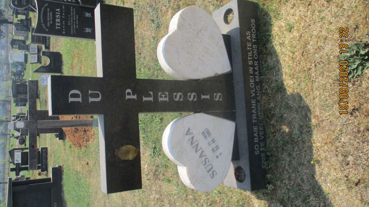 PLESSIS Hermanus Jacobus Chistoffel, du 193?–20?? & Susanna 1936–2007 #1