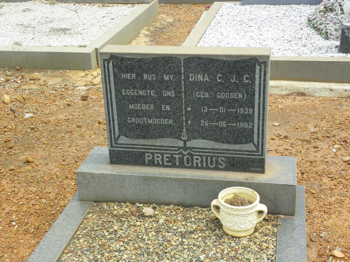 PRETORIUS Dina C.J.C. nee GOOSEN 1939-1982