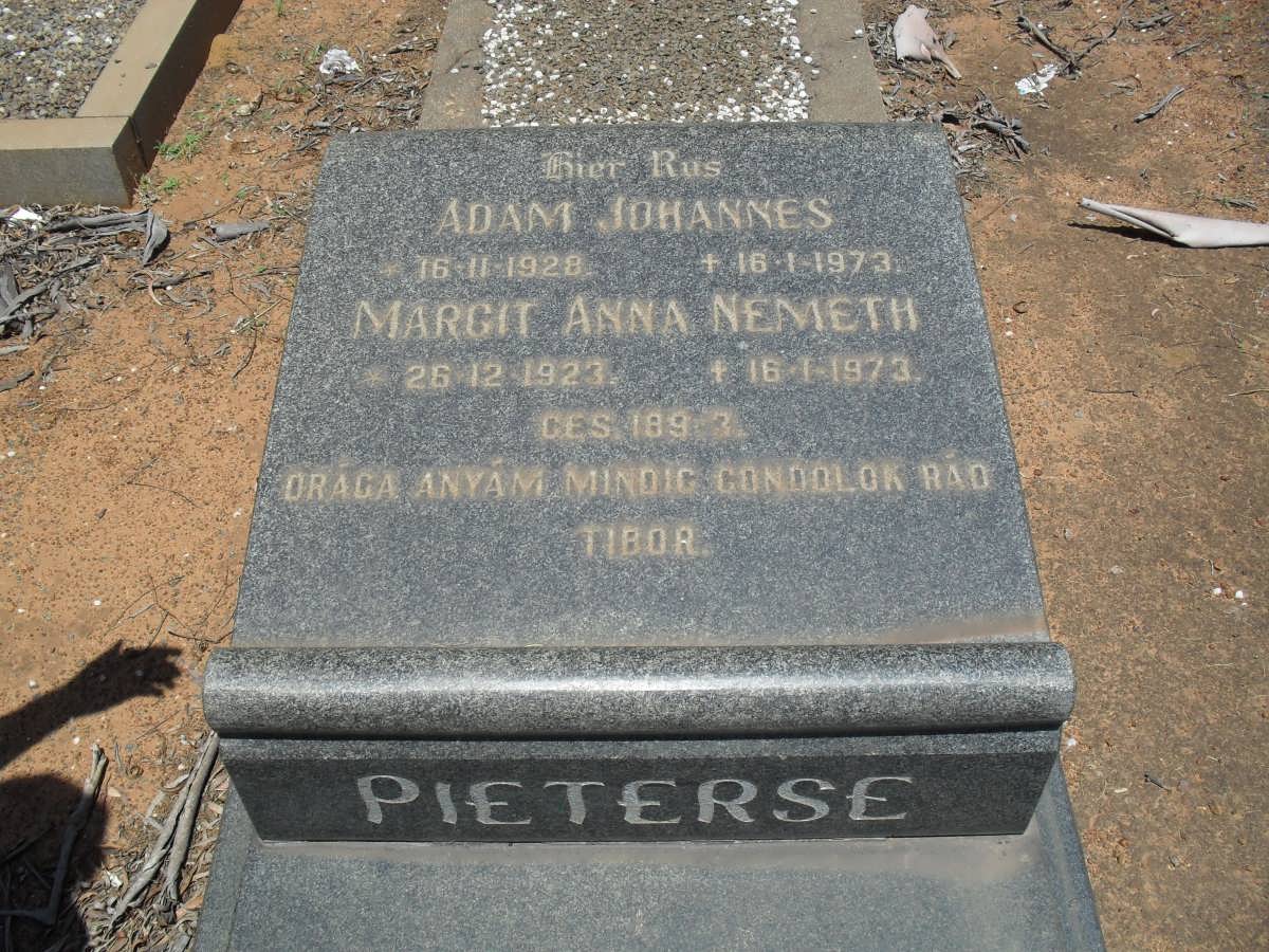 PIETERSE Adam Johannes 1928-1973 &amp; Margit Anna Nemeth 1923-1973