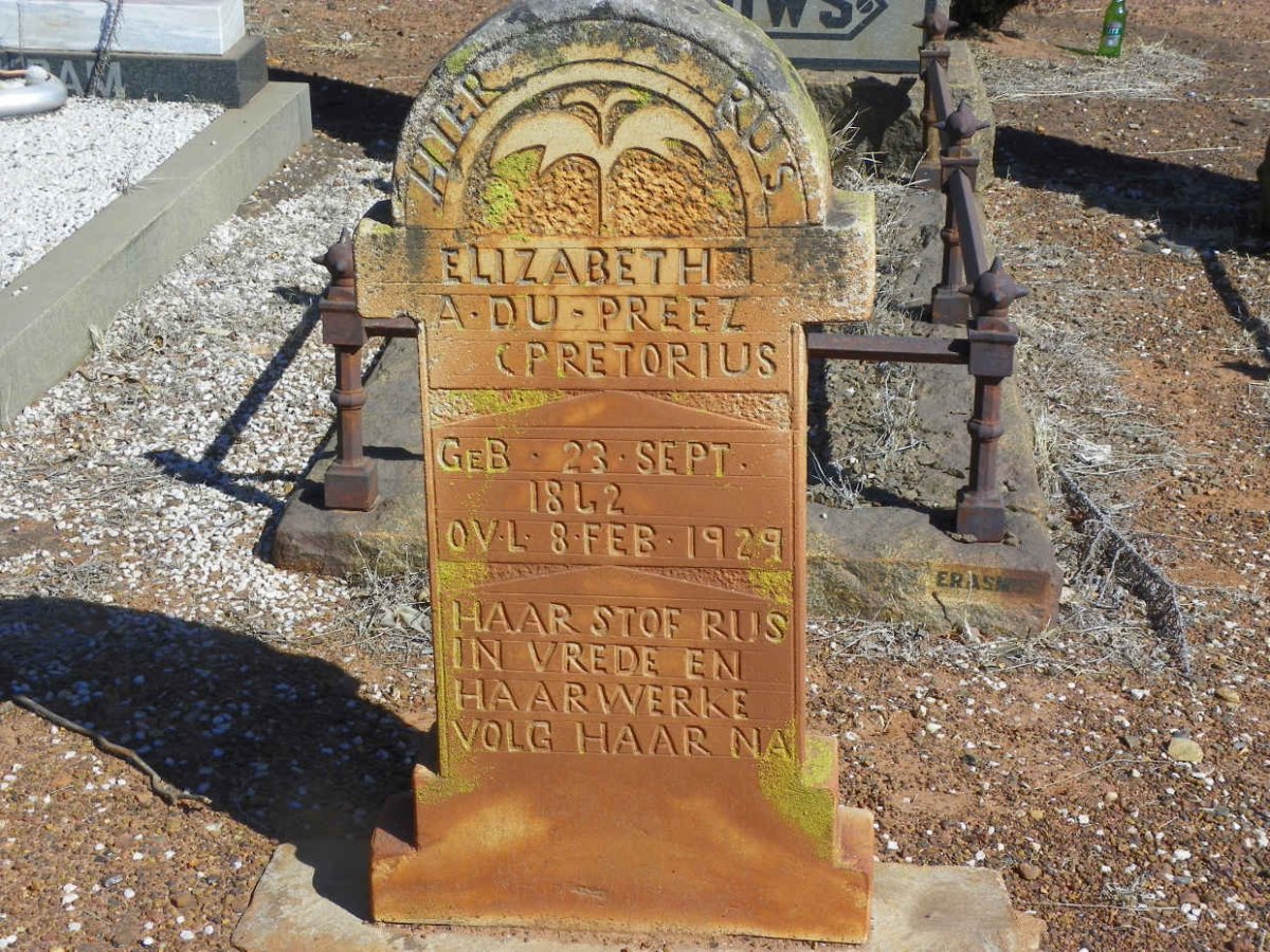 PREEZ Elizabeth A., du nee PRETORIUS 18?2-1929
