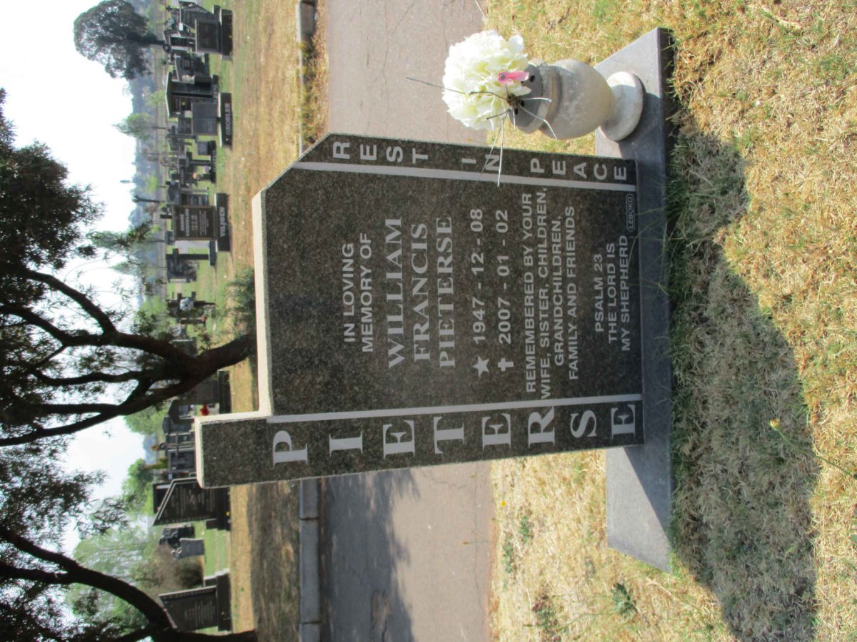 PIETERSE William Francis 1947-2007