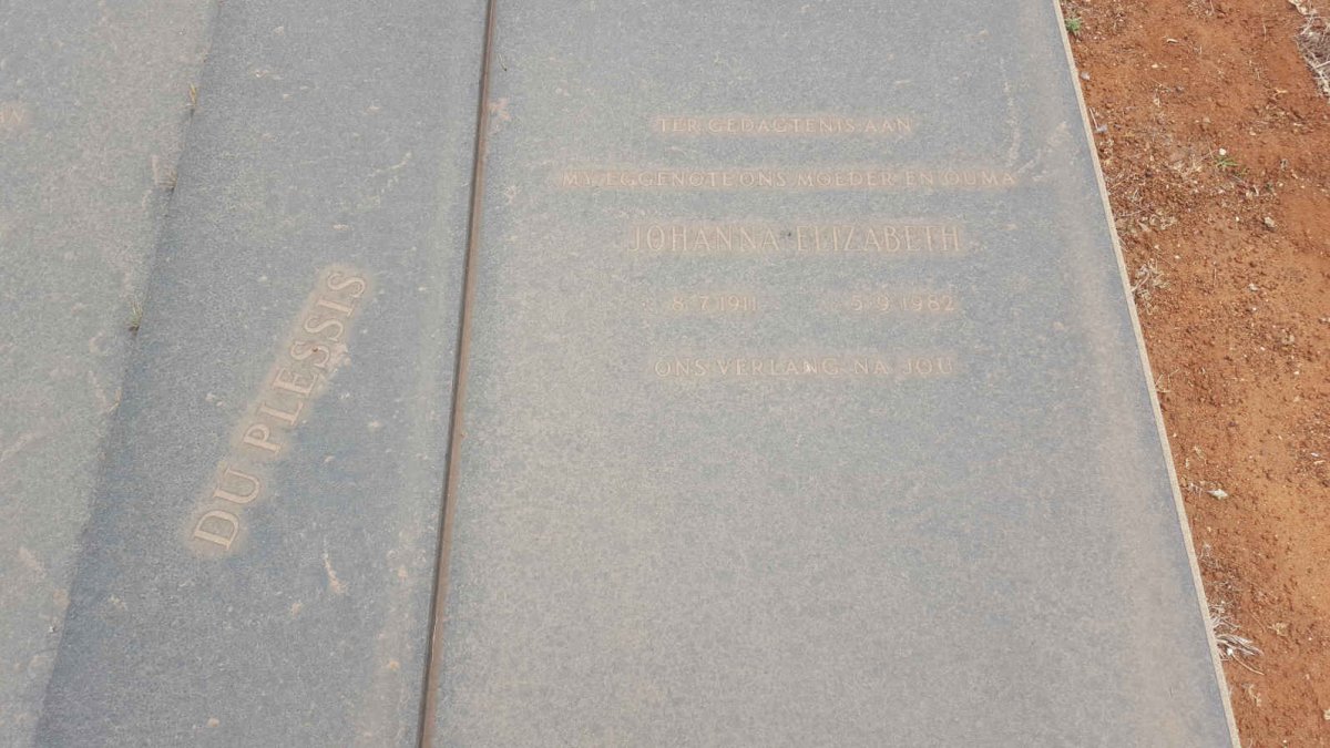 PLESSIS Johannes Jacobus, du 1912-1987 &amp; Johanna Elizabeth 1911-1982 #2