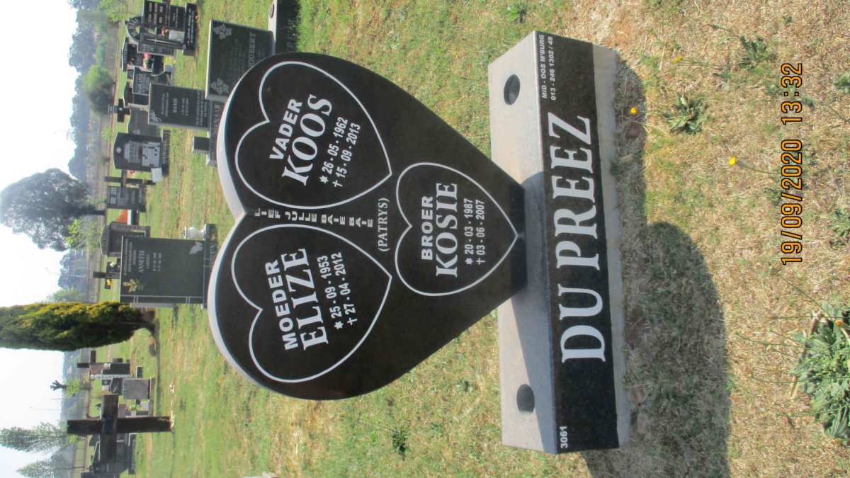 PREEZ Koos, du 1962-2013 &amp; Elize 1953-2012 :: PREEZ Kosie, du 1987-2007