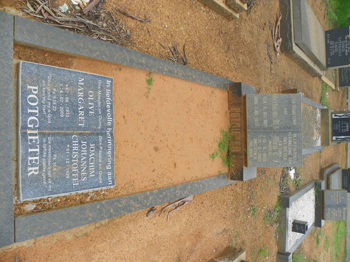 POTGIETER Joachim Johannes Christoffel 1929– & Olive Margaret 1933–2009