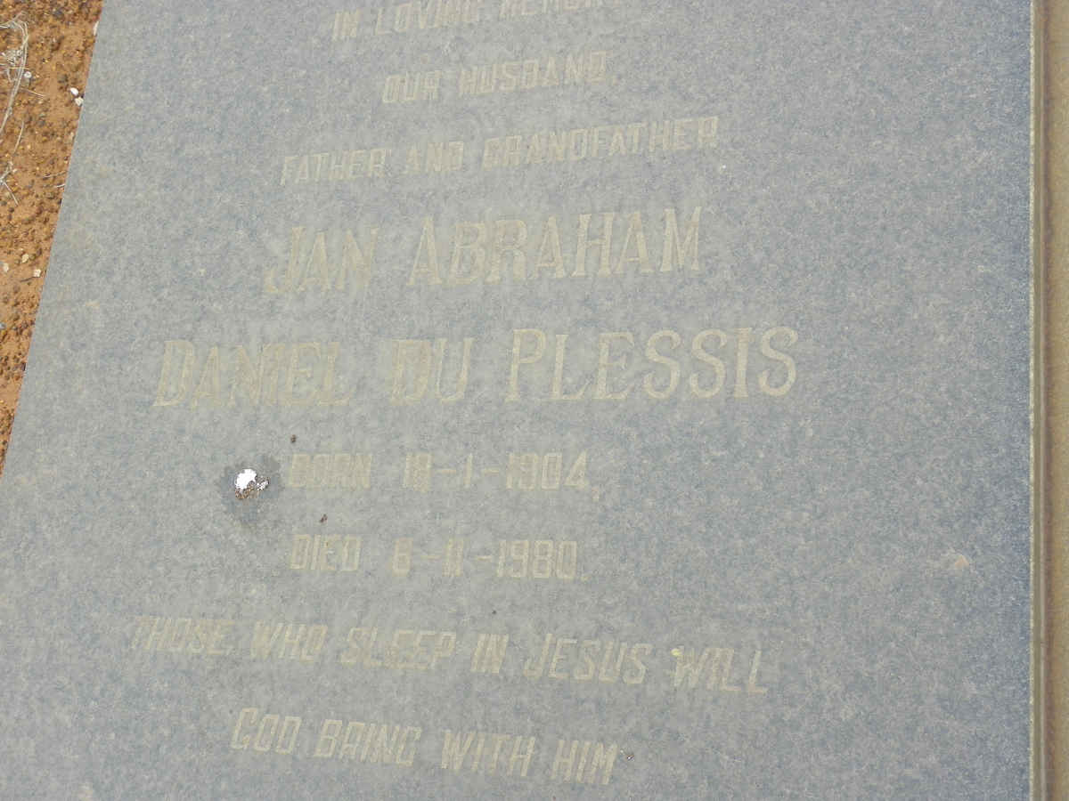 PLESSIS Jan Abraham Daniel, du 1904-1980