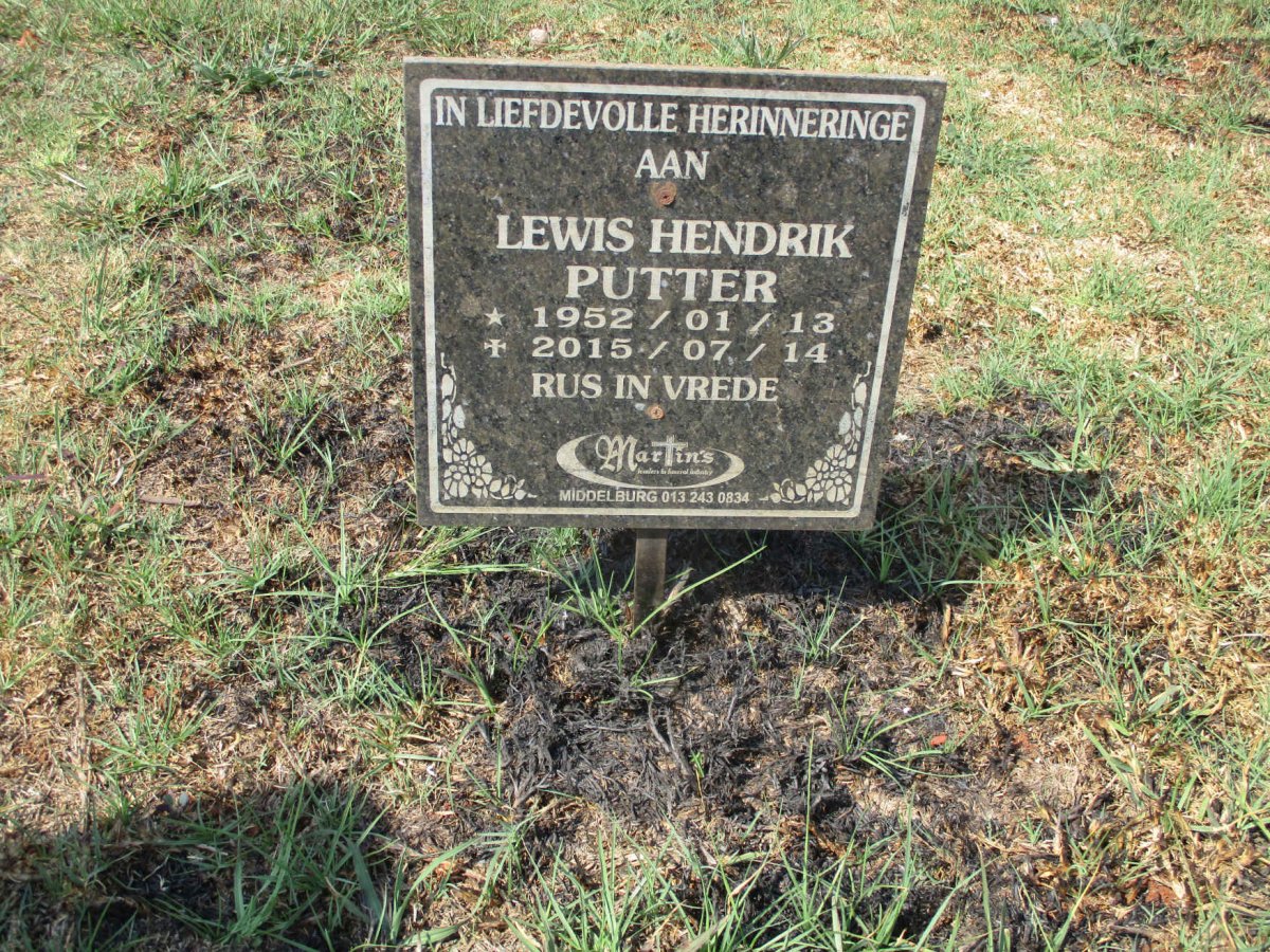 PUTTER Lewis Hendrik 1952-2015