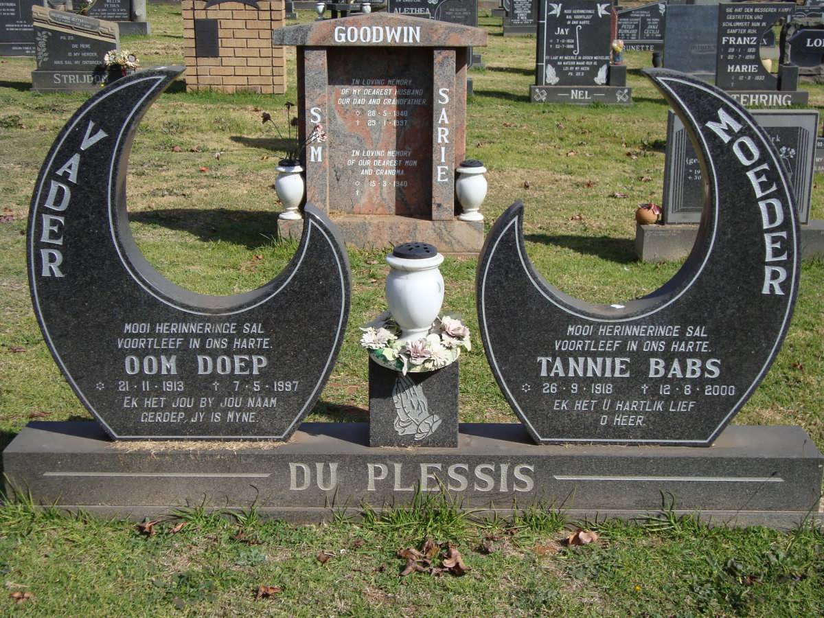 PLESSIS Doep, du 1913-1997 &amp; Babs 1918-2000
