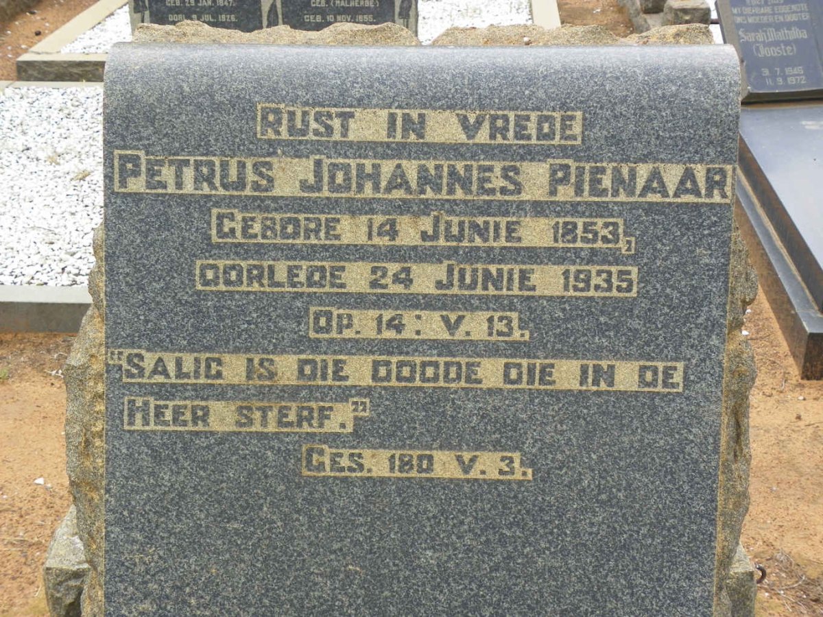 PIENAAR Petrus Johannes 1853-1935 &amp; Anna Cathrina nee WIESNER 1859-1934 #2
