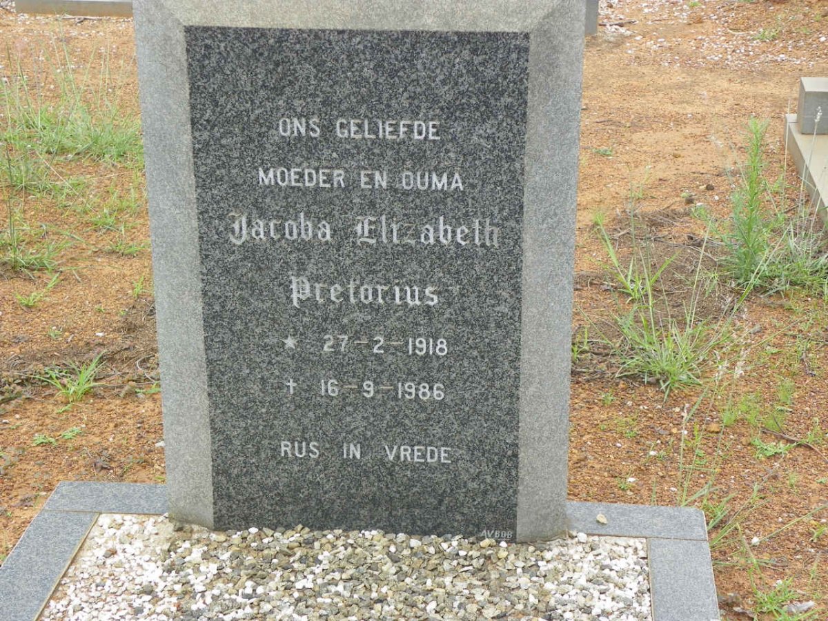 PRETORIUS Jacoba Elizabeth 1918-1986