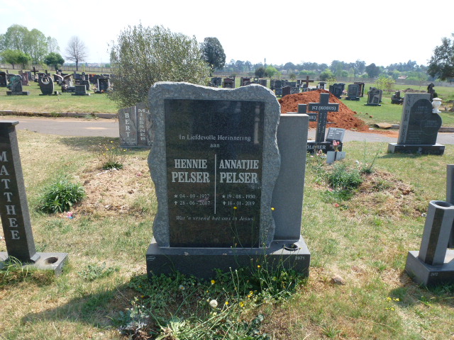 PELSER Hennie 1927-2007 &amp; Annetjie 1930-2019
