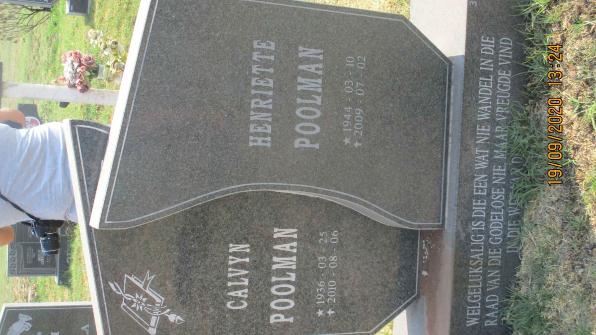 POOLMAN Calvyn 1936-2010 &amp; Henriette 1944-2009