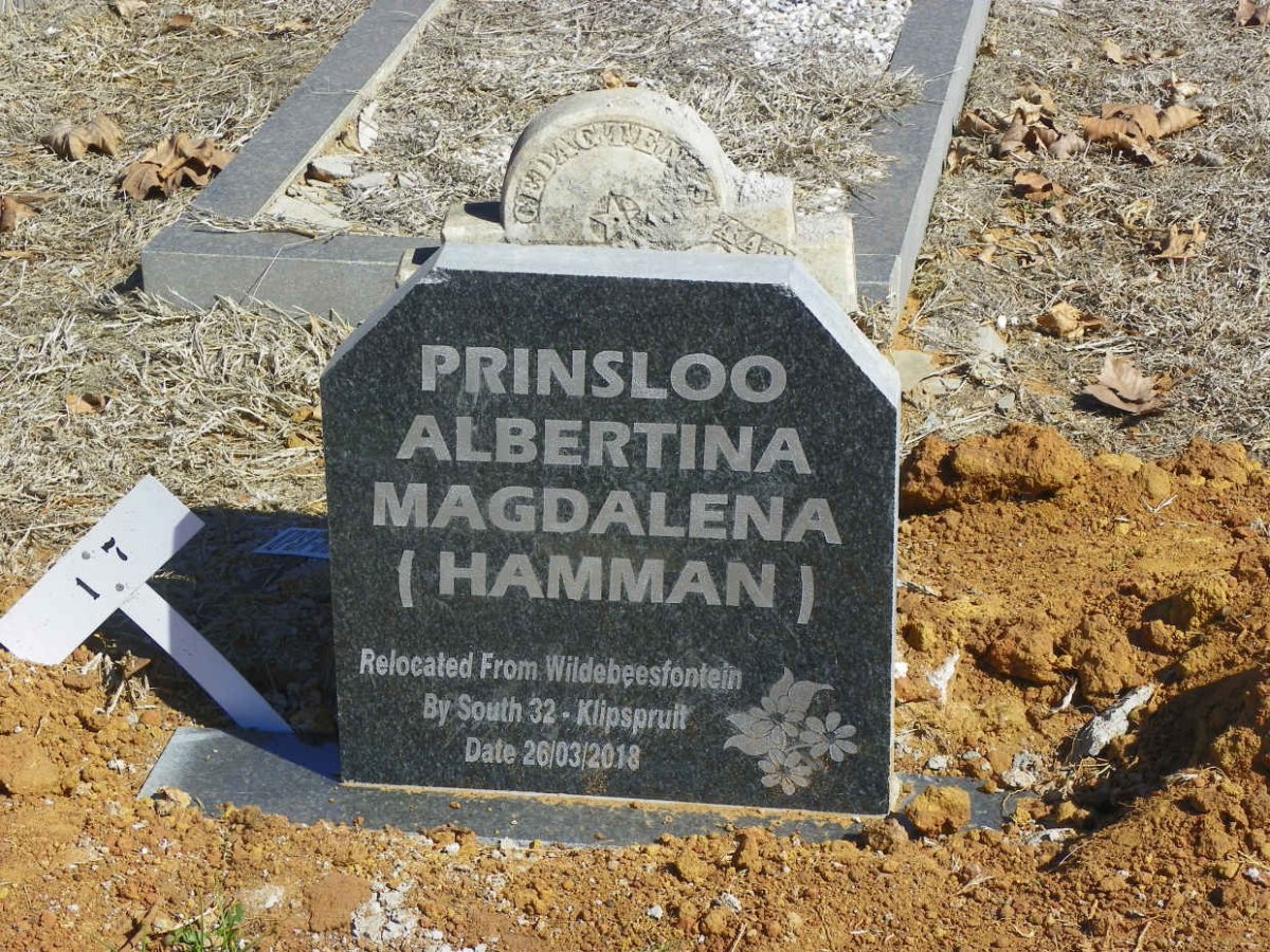 PRINSLOO Albertina Magdalena nee HAMMAN #1
