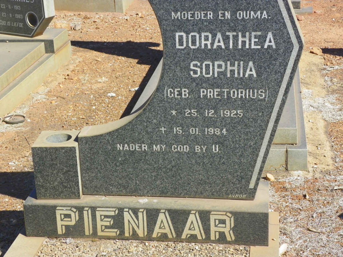 PIENAAR Dorathea Sophia nee PRETORIUS 1925-1984