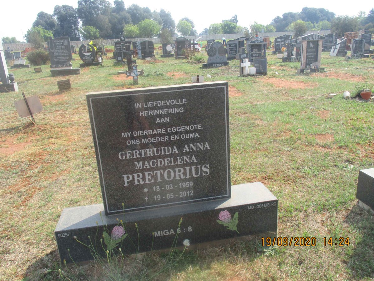 PRETORIUS Gertruida Anna Magdelena 1959-2012