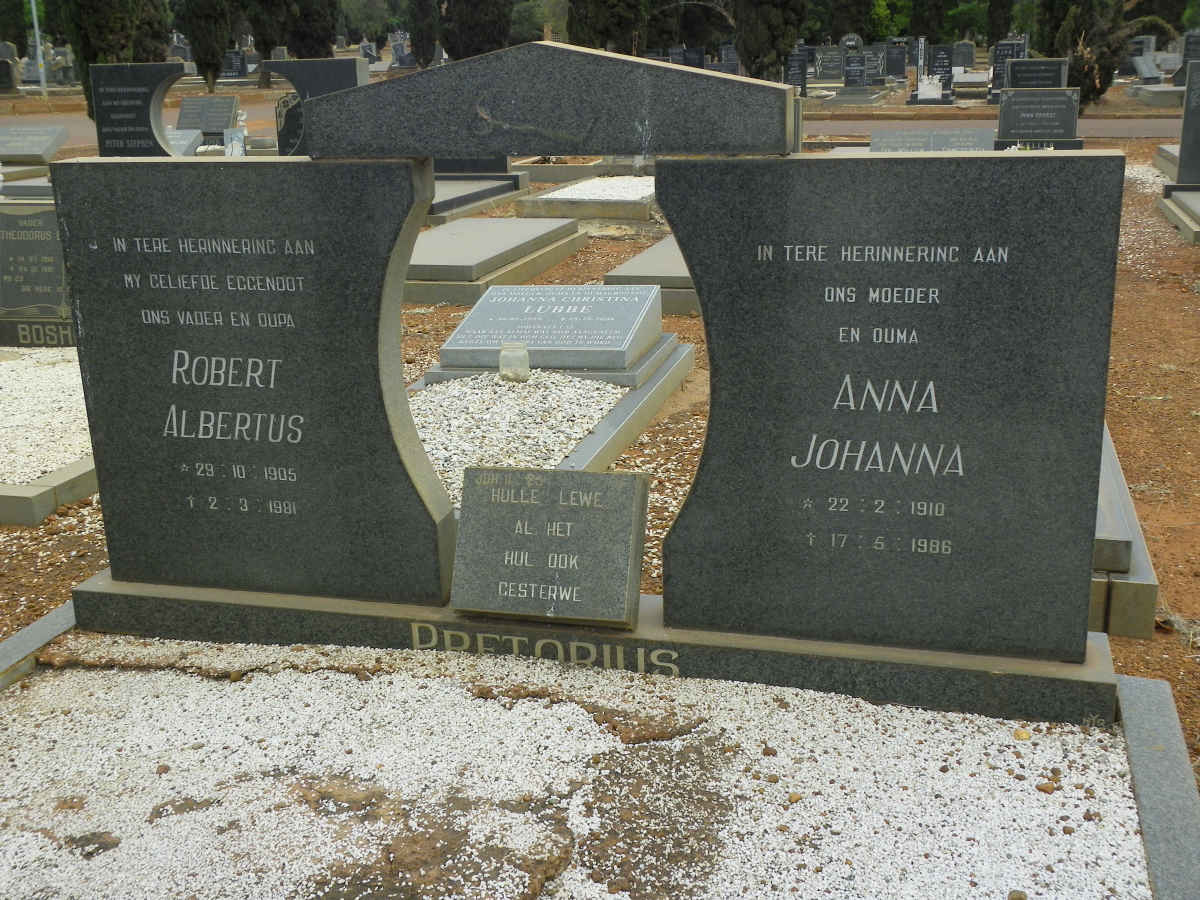 PRETORIUS Robert Albertus 1905-1981 &amp; Anna Johanna 1910-1986