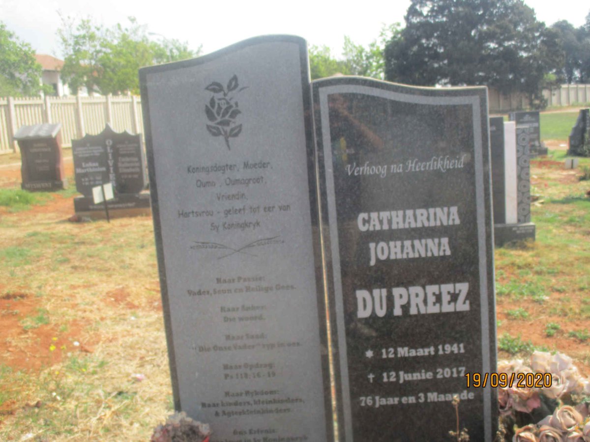 PREEZ Catharina Johanna, du 1941-2017