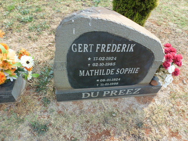 PREEZ Gert Frederik, du 1924-1985 &amp; Mathilde Sophie 1924-1998