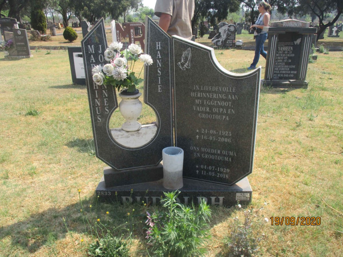 RUDOLPH Marthinus Johannes 1925-2006 &amp; Hansie 1929-2018