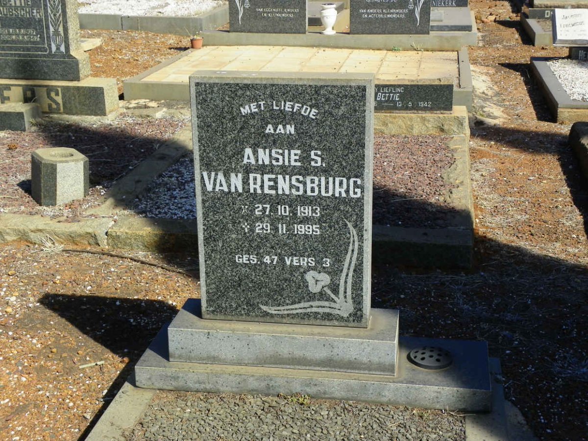 RENSBURG Ansie S., van 1913-1995