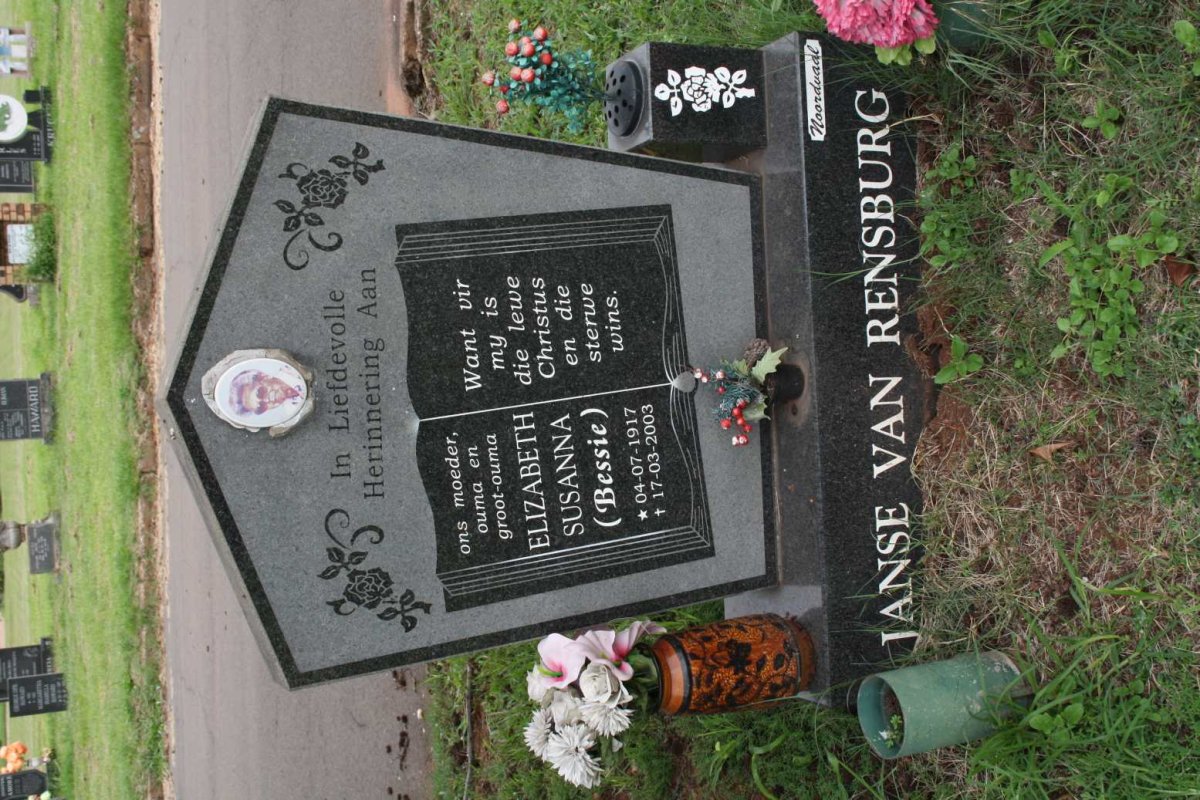 RENSBURG Elizabeth Susanna, Janse van 1917-2003