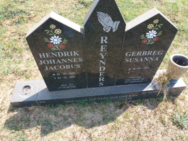 REYNDERS Hendrik Johannes Jacobus 1926-2007 &amp; Gerberg Susanna 1951-