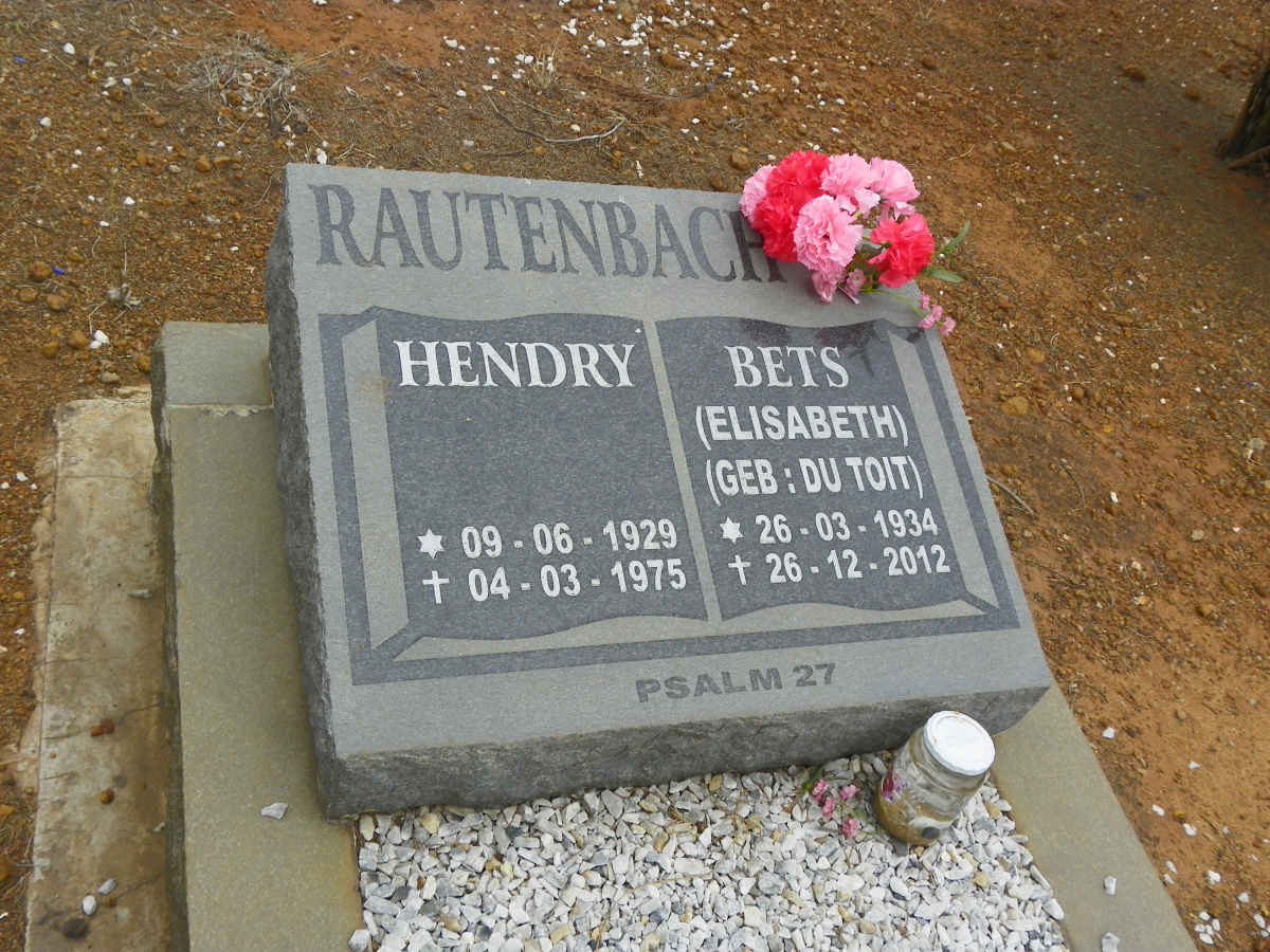 RAUTENBACH Hendry 1929-1975 &amp; Elisabeth DU TOIT 1934-2012