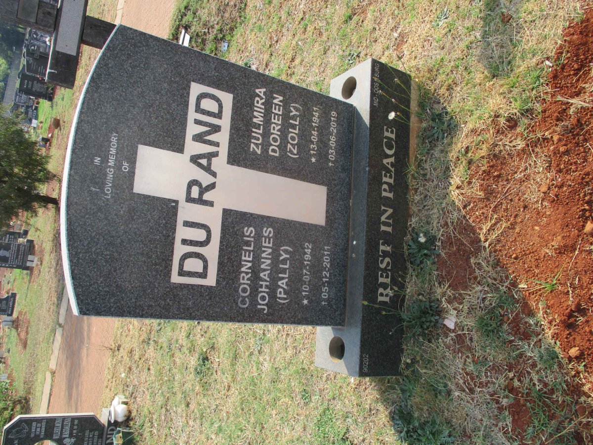 RAND Cornelis Johannes, du 1942-2011 &amp; Zulmira Doreen 1941-2019