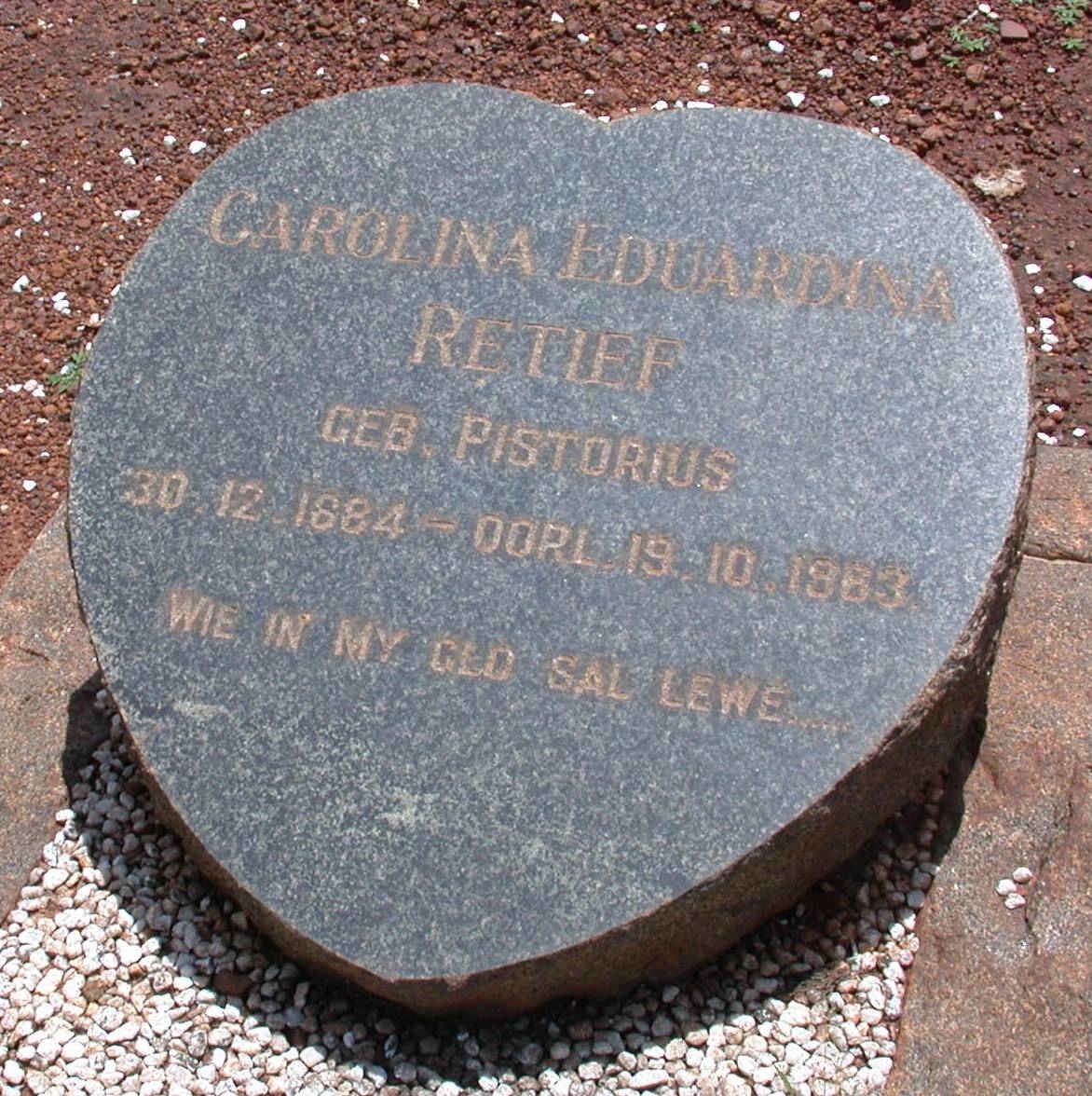 RETIEF Carolina Eduardina nee PISTORIUS 1884-1963