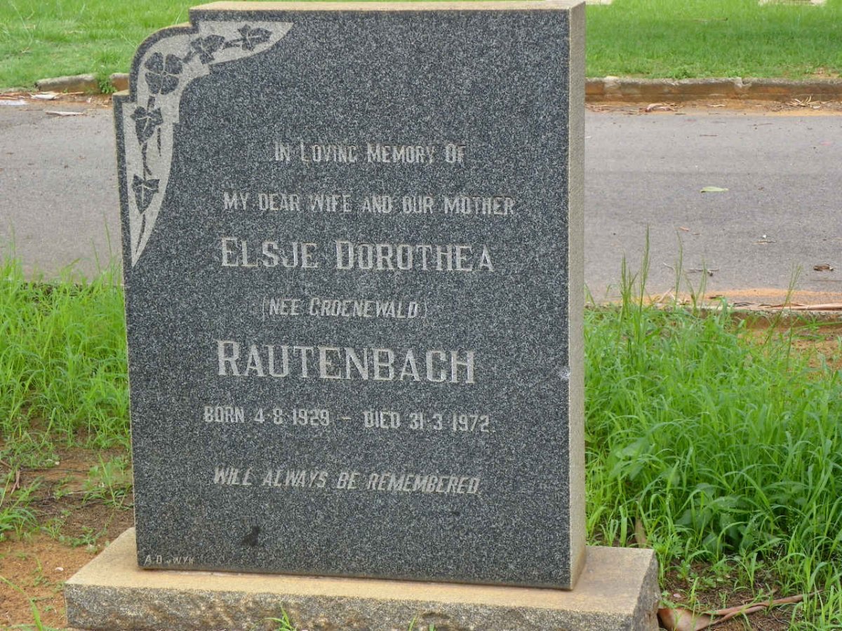 RAUTENBACH Elsje Dorothea nee GROENEWALD 1929-1972