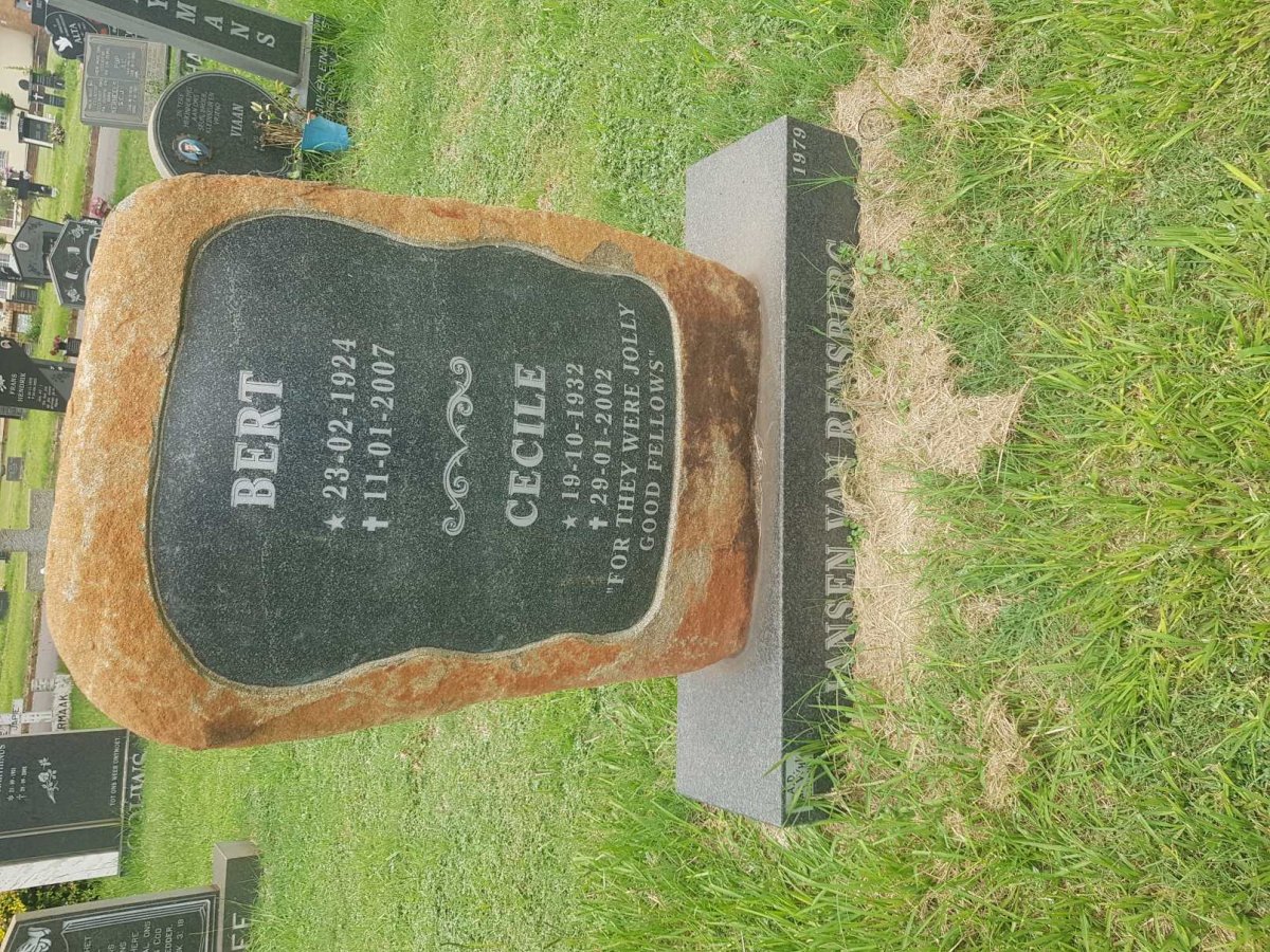 RENSBURG Bert, Jansen van 1924-2007 &amp; Cecile 1932-2002