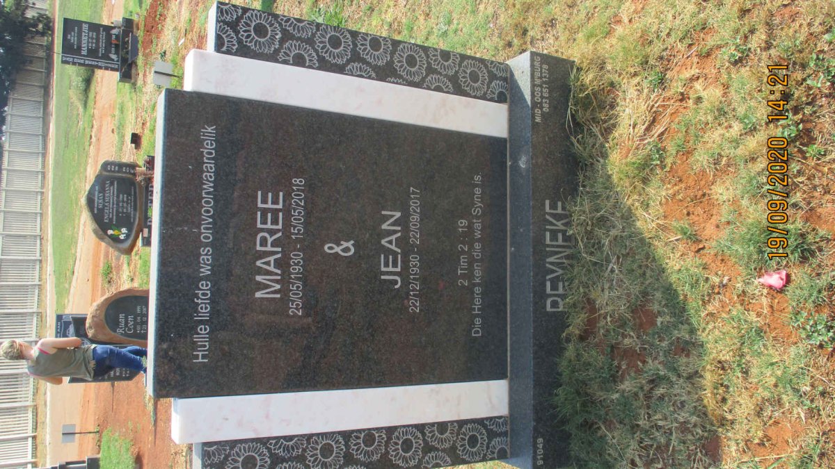 REYNEKE Maree 1930-2018 &amp; Jean 1930-2017