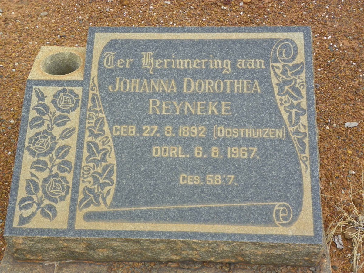 REYNEKE Johanna Dorothea nee OOSTHUIZEN 1892-1967