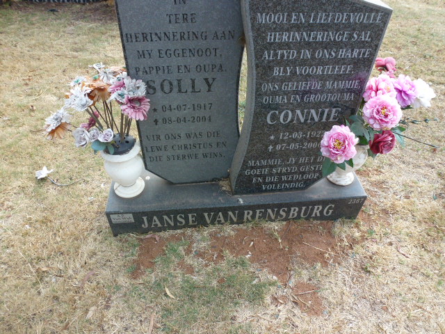 RENSBURG Solly, Janse van 1917-2004 &amp; Connie 1922-200?