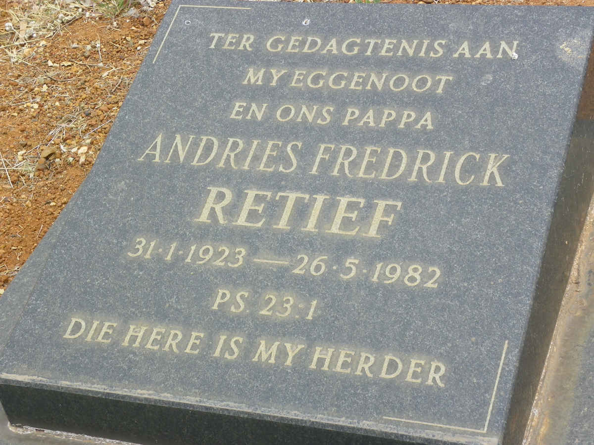 RETIEF Andries Fredrick 1923-1982