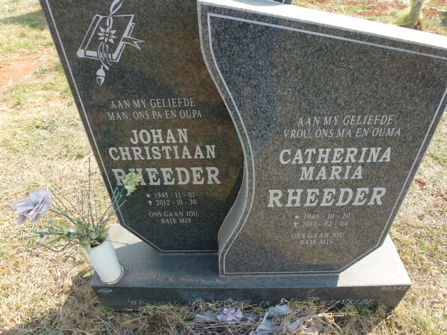 RHEEDER Johan Christiaan 1945-2012 &amp; Catherina Maria 1946-2013