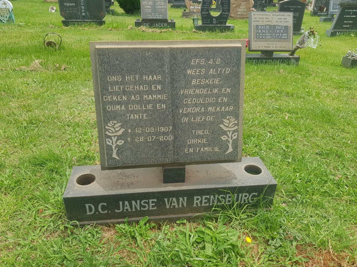 RENSBURG D.C., Janse van 1907-2001