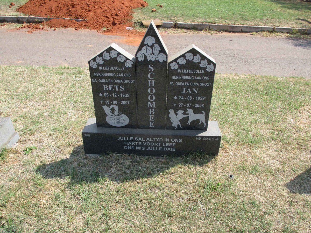 SCHOOMBEE Jan 1929-2008 &amp; Bets 1935-2007