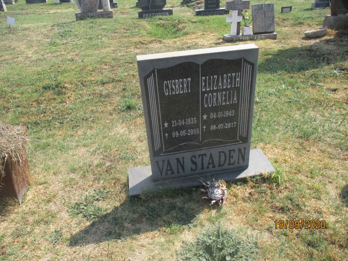 STADEN Gysbert, van 1935-2008 &amp; Elizabeth Cornelia 1943-2017