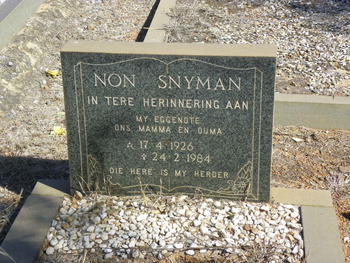 SNYMAN Non 1926-1984