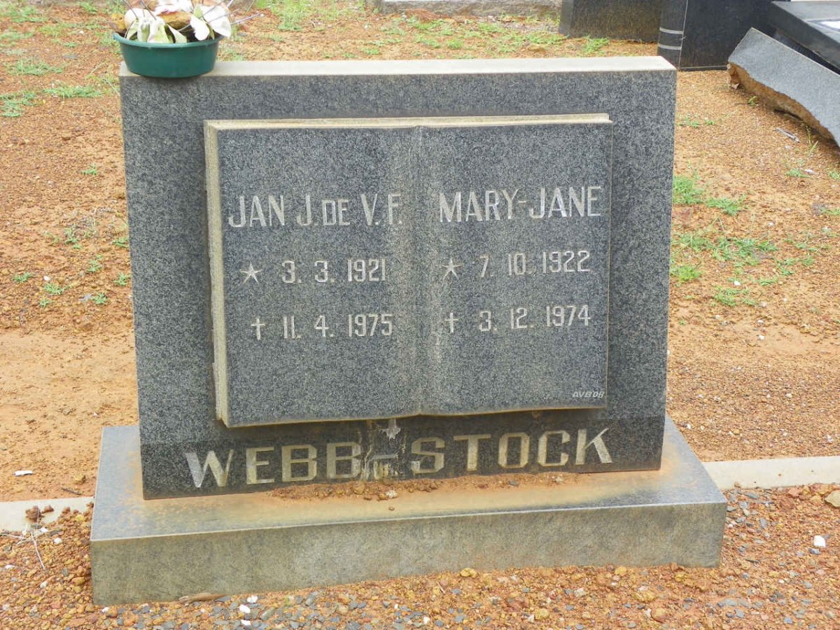 STOCK Jan J. de V.F., WEBB 1921-1975 &amp; Mary-Jane 1922-1974