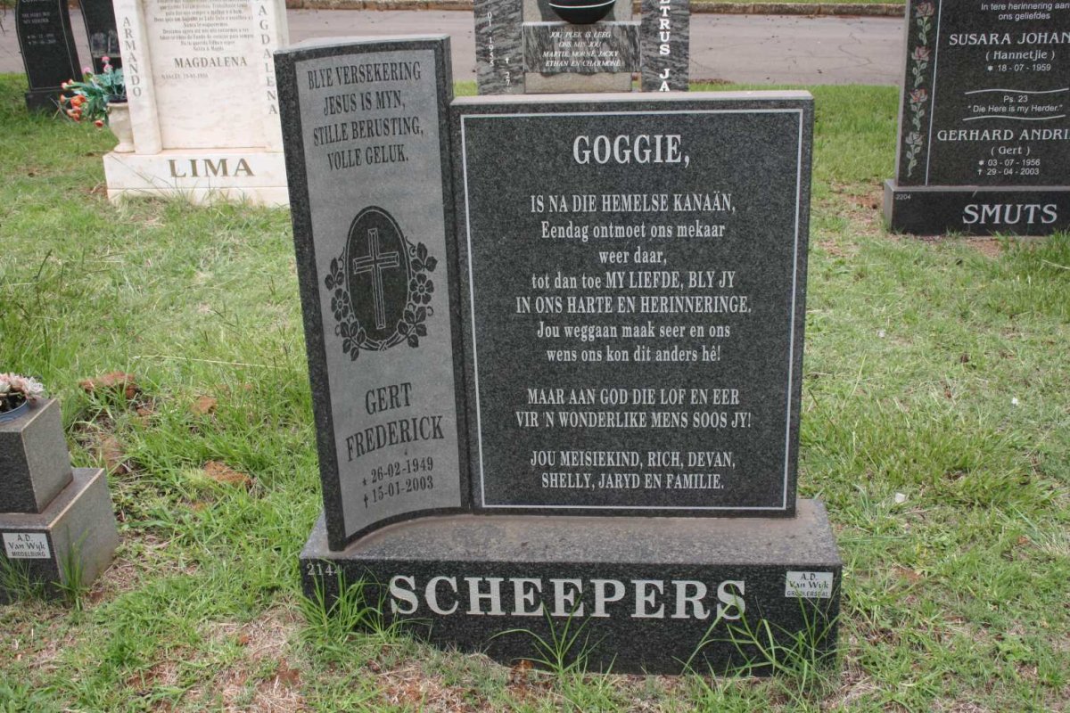 SCHEEPERS Gert Frederick 1949-2003